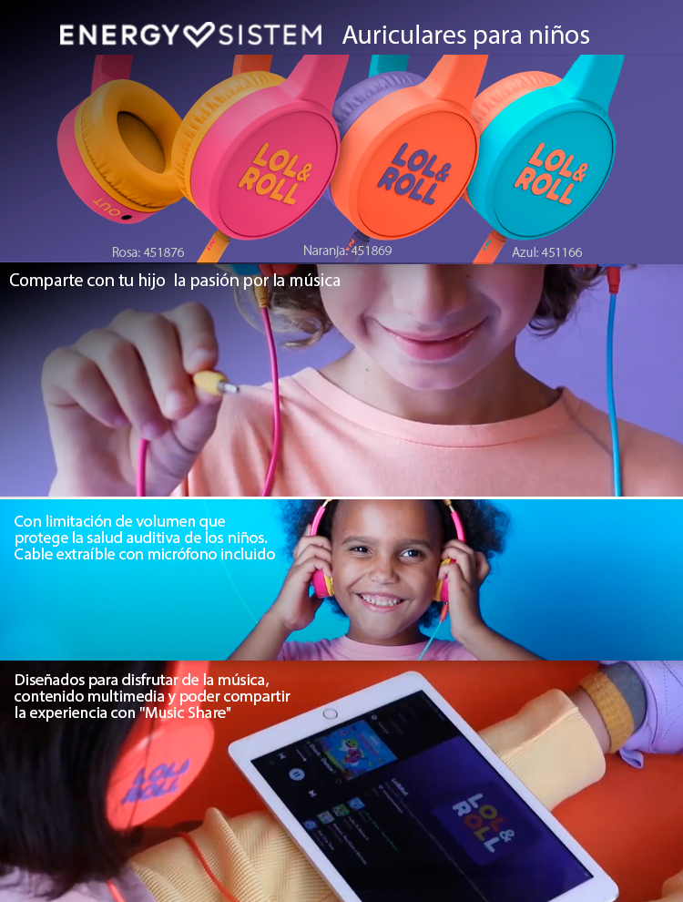 Auriculares infantiles Bluetooth Lol&Roll Pop Kids Pink