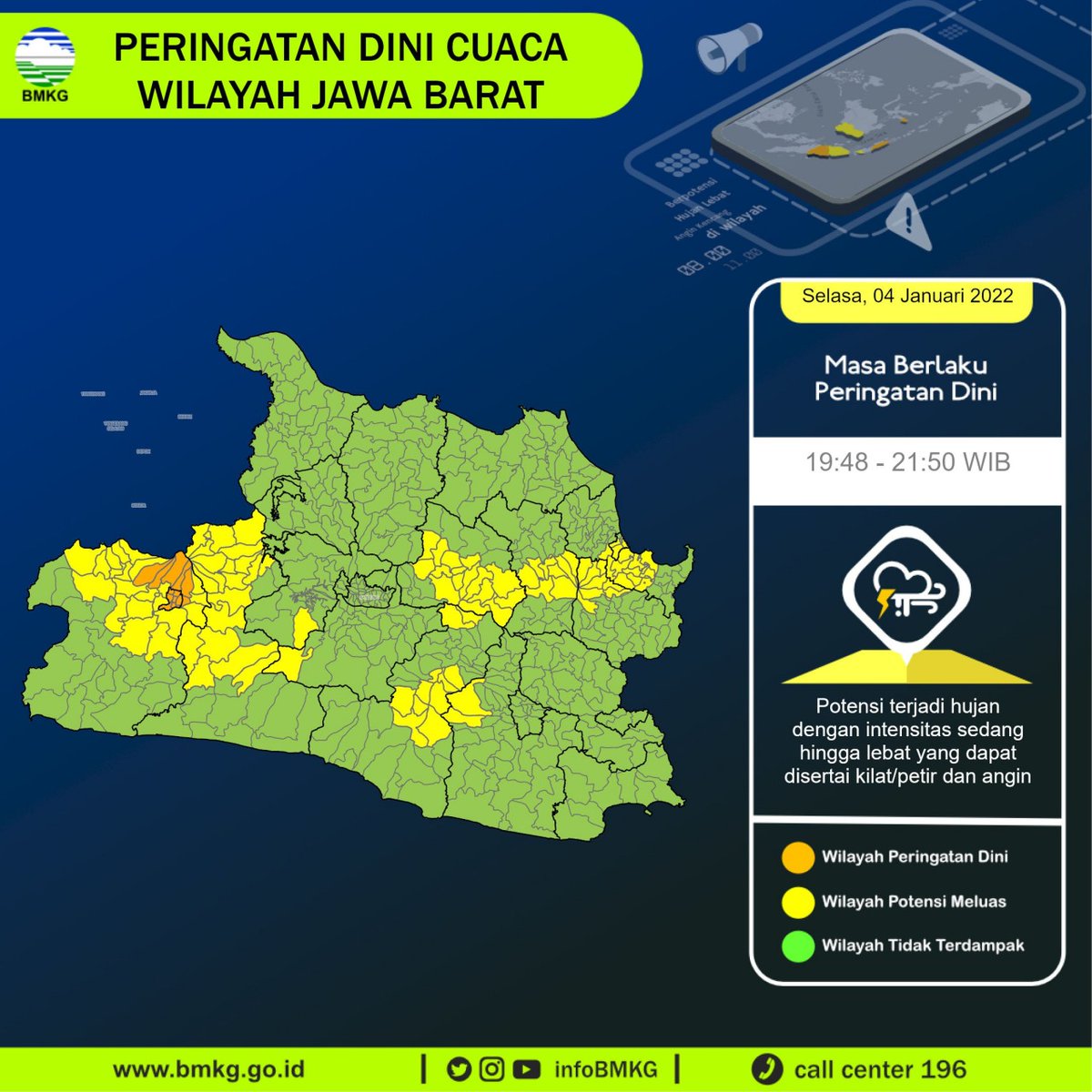 BMKGBandung's tweet photo. Update Peringatan Dini Cuaca Wilayah Jawa Barat https://t.co/ybfm59a0T9