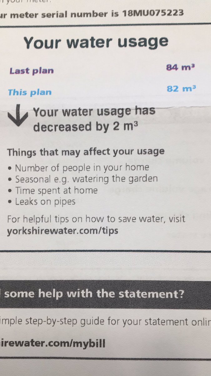 mrtunners's tweet photo. A small win with our efforts at home to reduce @YorkshireWater usage! 2022 is all about the small differences we can make as a family to reduce our environmental footprint 👣 #nature #ClimateCrisis 

Ps is 82m2 a lot for a family of 4?! https://t.co/LCSPknQpfc