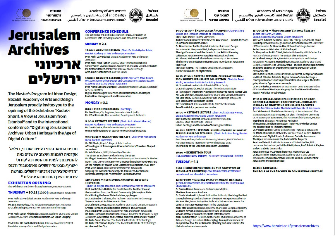 Open Jerusalem (@openjerusalem) on Twitter photo Today at 5:15PM (Jerusalem time) <a href="/v_lemire/">vincent-lemire.bsky.social</a> and Maria Chiara Rioli will present the OPEN JERUSALEM and ARCHIVAL CITY projects during the conference “Digitizing Jerusalem’s Archives: Urban Heritage in the Age of Digital Culture” at the Bezalel Academy of Arts and Design Today at 5:15PM (Jerusalem time) <a href="/v_lemire/">vincent-lemire.bsky.social</a> and Maria Chiara Rioli will present the OPEN JERUSALEM and ARCHIVAL CITY projects during the conference “Digitizing Jerusalem’s Archives: Urban Heritage in the Age of Digital Culture” at the Bezalel Academy of Arts and Design