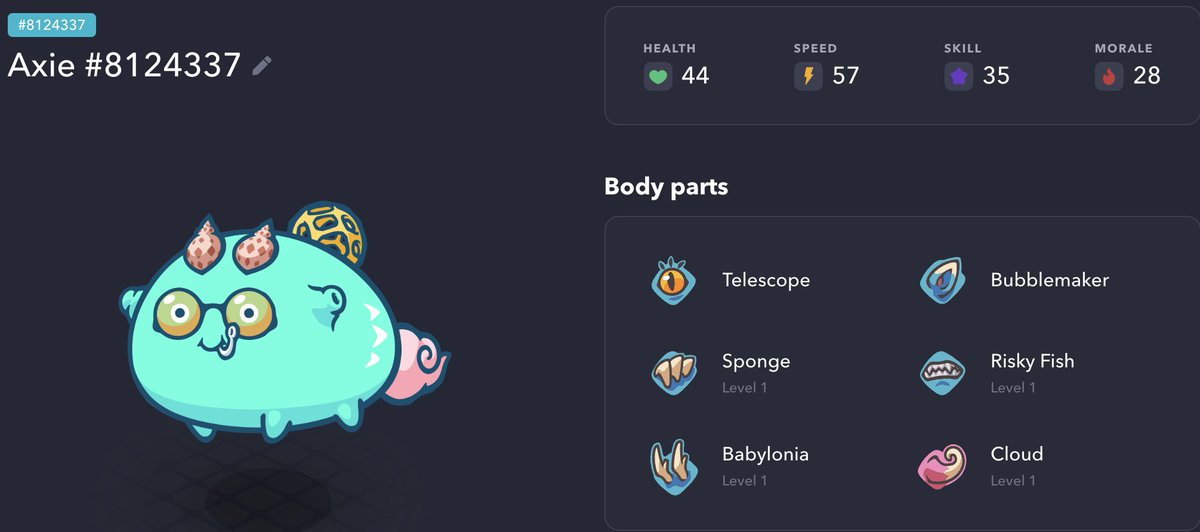 In honor of today's big announcement, I'm going to give away this scrappy little Axie to one random follower of mine and <a href="/OctoGuild/">OctoGuild 🐙</a>.  All you need to do is drop your ronin address below!  Will send the Axie later today!