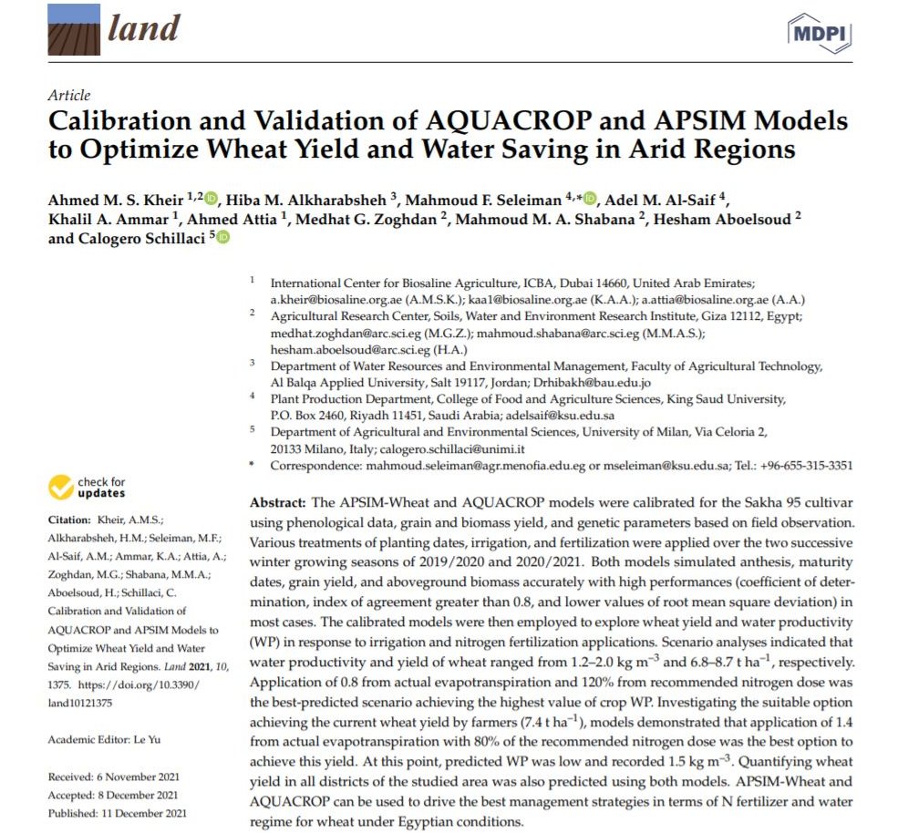 ICBAAgriculture's tweet photo. 🆕#ICBAStudy 🔓︎ #openaccess
Combined Application of Compost, Zeolite and a Raised Bed Planting Method Alleviate Salinity Stress and Improve Cereal Crop Productivity in Arid Regions
➡️ https://t.co/AGXSAfH5tH
- - -
#ICBAAgriculture #إكبا https://t.co/TyBmmD1wBZ