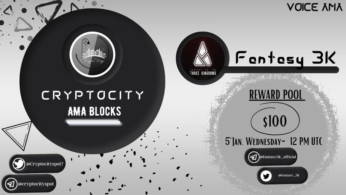 navex_eth's tweet photo. Crypto City is going to hold an AMA with @Fantasy_3k in @Cryptocityspot7 
Telegram community.
Reward: 
100$
Time: 
January 5th,2022
12PM UTC.
 
Follow 
1. @Cryptocityspot7
2. @Fantasy_3k 
Like , retweet &amp; tag 3 friends https://t.co/XSzkXtww4N