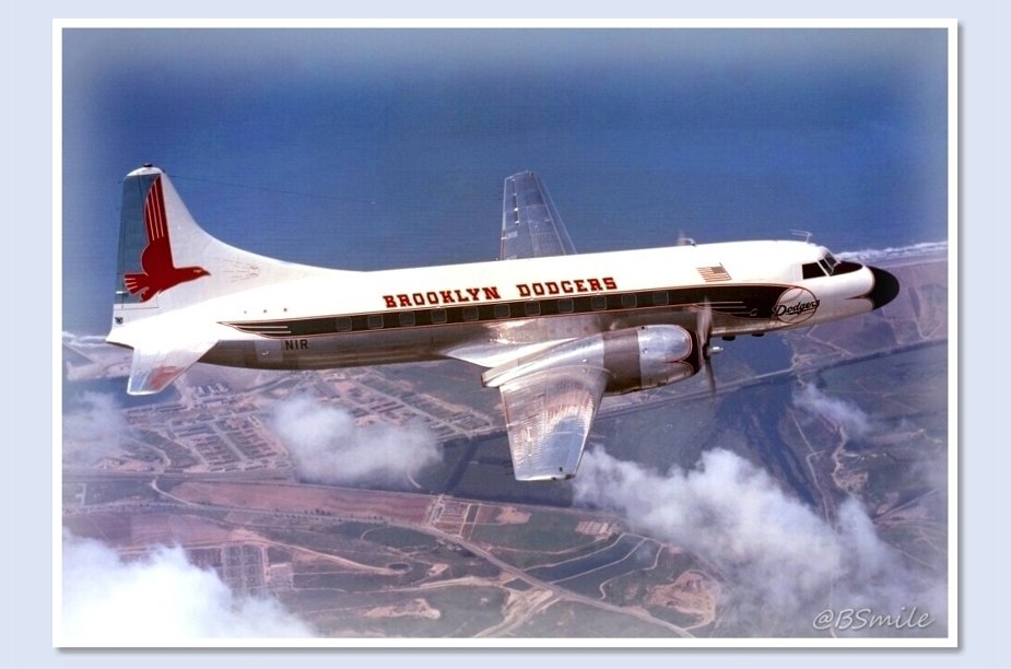 BSmile's tweet image. Today In 1957: The Brooklyn #Dodgers become the first major league team to purchase their own airplane, a sign that they would soon be heading to the West Coast! ⚾️✈️ #MLB #Baseball #History