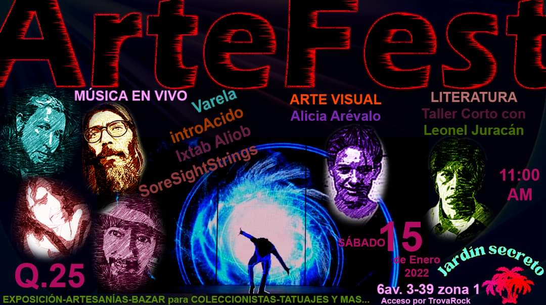 ToquesGuate's tweet photo. #ArteFEST Exposición de Arte, Taller Literario Corto, Arte Integrado, Artesanías, Bazar para Coleccionistas, Tatuajes y Música en vivo. En Jardín Secreto 6av. 3-39 zona 1 (acceso por TrovaRock). Sábado 15 de enero, desde las 11:00 AM hasta las 5:00 PM. Q.25
#ToquesGuate https://t.co/ZyDyxFR940