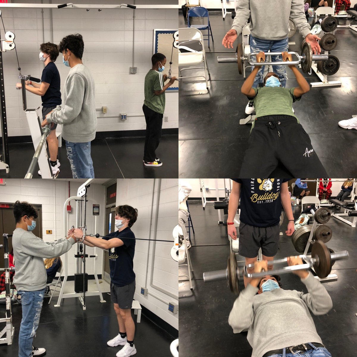 RenfrowFit's tweet photo. Freshmen Law Enforcement students starting 2022 with a strong chest workout! @ClaytonHenn12 @Caleeeb_10 @FairdaleHigh #Fhsreal https://t.co/8tcX13jSya