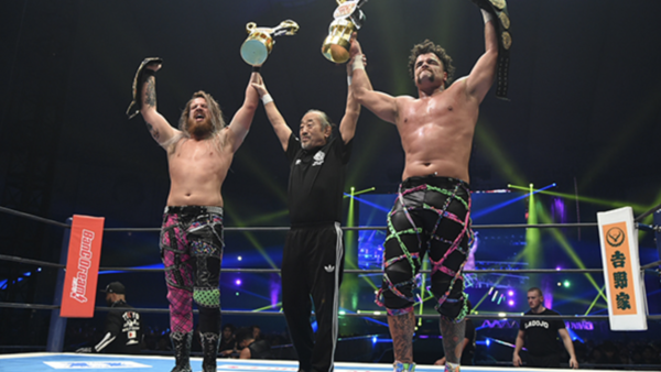 HoursofRacing's tweet photo. On this day in 2020, FinJuice(@THEdavidfinlay and Juice Robinson) won the IWGP Tag Team Championship at Wrestle Kingdom 14 #NJPW #NJWK14 #WrestleKingdom #WrestleKingdom14 #IWGPTagTeamTitles https://t.co/fZxwutB2EJ