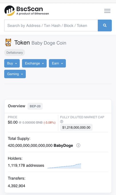 baby shiba inu bscscan