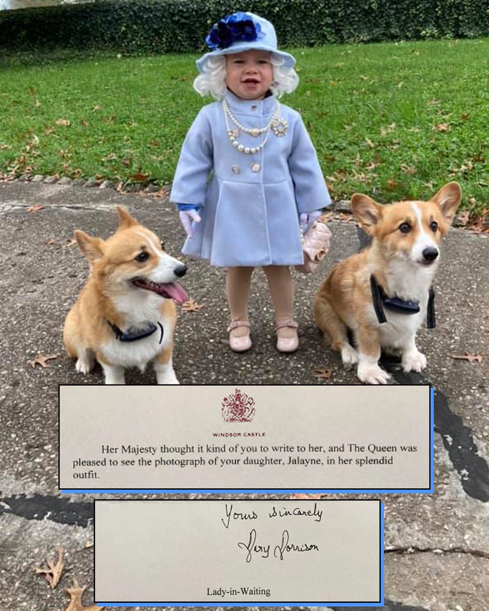 enews's tweet photo. 1-year-old Jalayne went viral after dressing up as Queen Elizabeth II for Halloween. Well, the Palace took notice and sent a royally adorable response. ❤️ (📷: @kfull16) https://t.co/IGXgs8v6qz