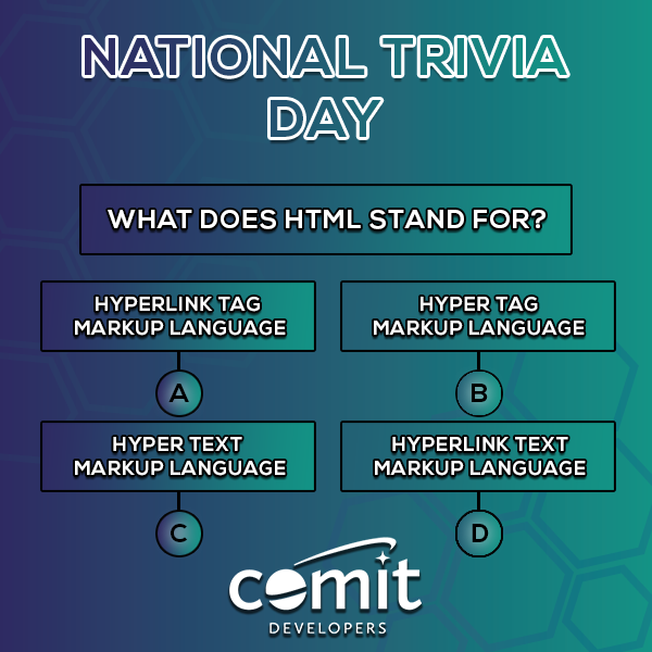 ComitDevelopers's tweet image. Happy #NationalTriviaDay! 💭 Let's test how well you know website lingo. 
.
.
.
#comit #comitdevelopers #lafayette #louisiana #webdev #webdesigner #webdeveloper #trivia #computerscience