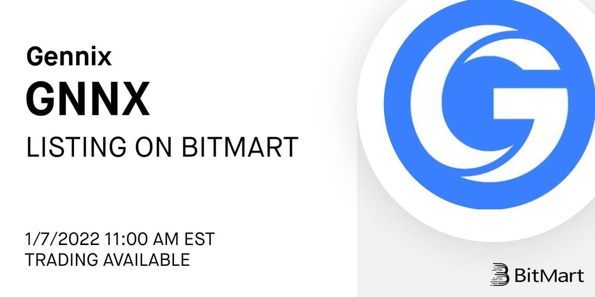 🎉#BitMart will list <a href="/GennixDefi/">Gennix</a>, a lending protocol that integrates TrustScore and Blacklisting for safe borrowing and lending on BSC.
💎Deposit open at 11AM EST, Jan 5  
💎$GNNX/USDT pair will be tradable at 11AM EST, Jan 7
👉Details: support.bmx.fund/hc/en-us/artic…