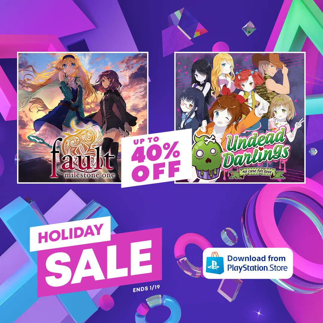 SekaiGames_'s tweet photo. Save up to 40% off our #visualnovel games during the #HolidaySale on PSN @PlayStation NA &amp; @PlayStationEU!
Play the adventure of a lifetime in fault - milestone one https://t.co/sB93UdetNB
Venture in this #RPG hybrid in @UndeadDarlings ~no cure for love~ https://t.co/iLv9Pul9Jz https://t.co/6LpxV9XmyO