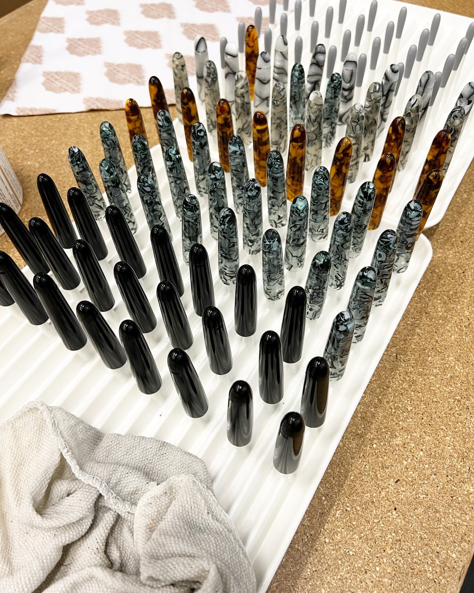 A few polished caps freshly washed on the drying rack 😎