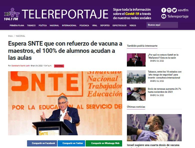 Awy_uc's tweet photo. #SNTEconMéxico 👩‍🏫🇲🇽 👨‍🏫

🔴 Con refuerzo de vacuna contra #COVID19 💉🦠 se brinda al magisterio un regreso seguro a las aulas 🔴 Agradece #SNTE 📚 voluntad del presidente @lopezobrador_ @GobiernoMX 🇲🇽 para que el 8 de enero inicie la aplicación.
https://t.co/1kUtggIXD3 https://t.co/0Rj0HSMafg