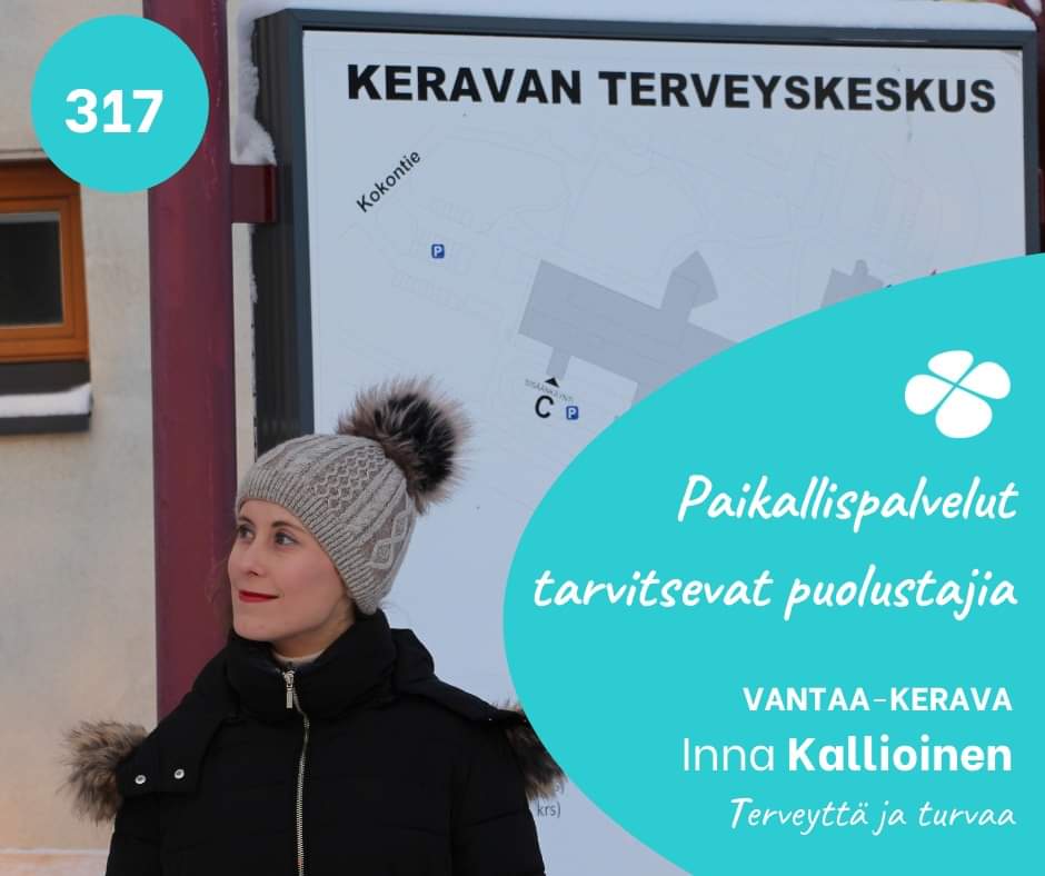 Paikallispalvelut tarvitsevat puolustajia. Hyvät sosiaali- ja terveyspalvelut ovat hyvinvointiyhteiskunnan perustaa.
#aluevaalit2022 #keskusta <a href="/keskusta/">Suomen Keskusta</a> #kerava #vantaa
innakallioinen.fi/blogi/2022/01/…