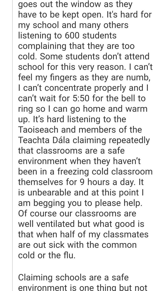 tracietobin's tweet photo. A letter my 17 yr old daughter wrote to @NormaFoleyTD1 &amp; @MichealMartinTD. I think it's time we listened to the students who sit in classrooms @RobOHanrahan @gavreilly @emma_okelly @newschambers @ZaraKing @CMOIreland @LeoVaradkar @josephamadigan @DonnellyStephen @Donnchadhol https://t.co/fA0Wh8DyJJ