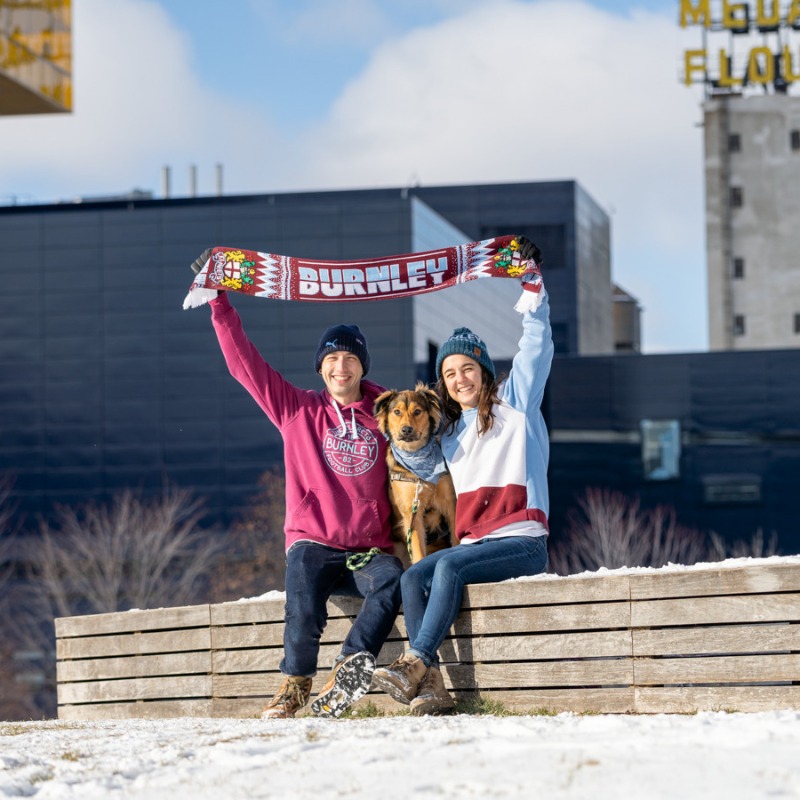 PLinUSA's tweet photo. Meet @RainyDre__, a @BurnleyOfficial fan from Minneapolis who, along with her husband and dog, have found plenty to cheer for in the Clarets. 

#PLFansOfAmerica