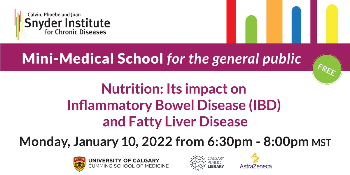 Join us on January 10, 2022 at Mini-Med School for Nutrition: Its impact on Inflammatory Bowel Disease (IBD) and Fatty Liver Disease. This is a free, online, interactive evening discussion you won't want to miss. Register here bit.ly/3pC8uB1