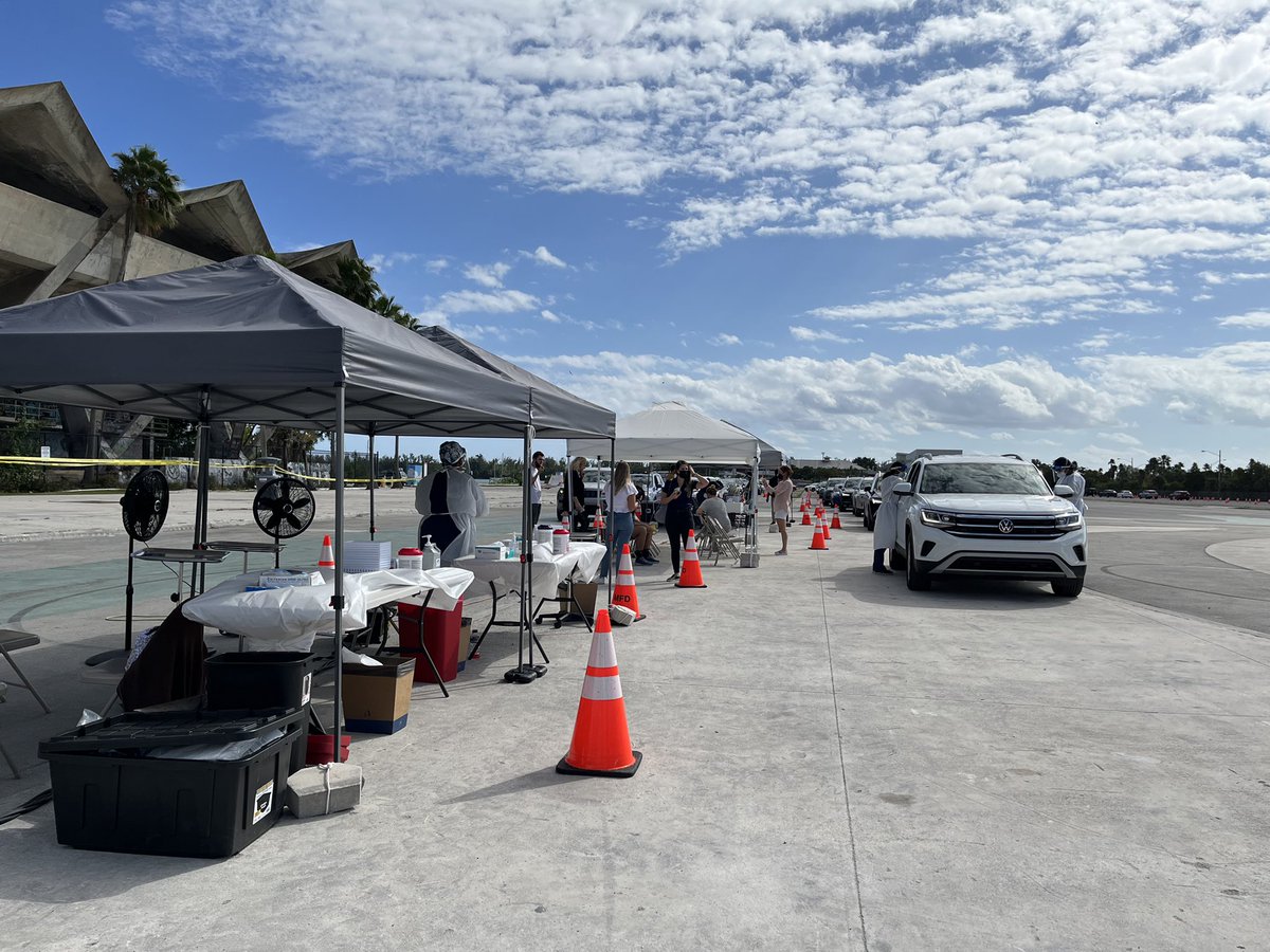 MiamiMayor's tweet photo. Marine Stadium is now OPEN for PCR &amp; rapid testing. 

For walk-up and drive-through, appointments are not required but encouraged - open every day from 8AM-4PM.

We want to keep you and your loved ones safe and healthy! If you feel sick please get tested #StandUpMiami https://t.co/bTkjw8Tu3T