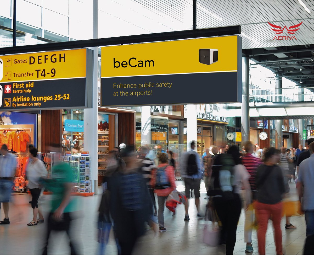aeriyatech's tweet photo. Airport security optimization with beCam!
beCam can be used to scan thousands of faces against a database of individuals who are searched for by law enforcement. This capability may enable authorities at airports to provide insightful alerts. https://t.co/XBiZMuP5g6