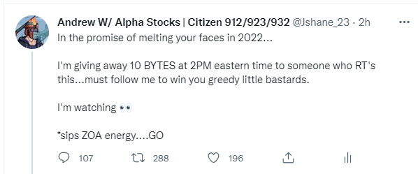 ItsAlphaStatus's tweet photo. 288 of you followed the rules...

1 greedy little bastard is about to get 10 BYTES... https://t.co/AICWgO98It