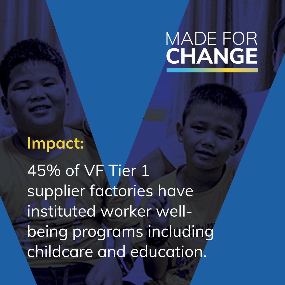 VFCorp's tweet photo. Investing in worker well-being on a global scale? We're doing it every day.
#MadeForChange https://t.co/IBtuicdT0x