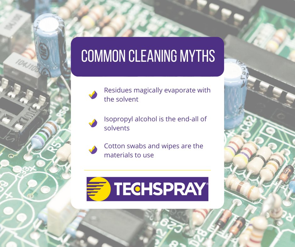 techspray's tweet image. Cleaning after rework is frequently a manual process, and the &quot;rules&quot; for cleaning still apply. But there are some myths out there.

Our Dr. Saroj Yadav will bust the myths during Aqueous Technologies&apos; webinar in 1 week.

Register: bit.ly/3F18krt

#pcb #pcba #solvents