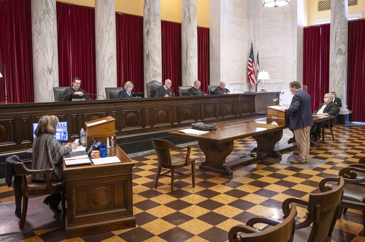 WVcourts's tweet photo. The Supreme Court of Appeals of West Virginia hears arguments today, January 4, 2022, on the first day of its Spring 2022 term.  It marks Justice John Hutchison’s first day as Chief Justice. https://t.co/6hjGRPNOzq