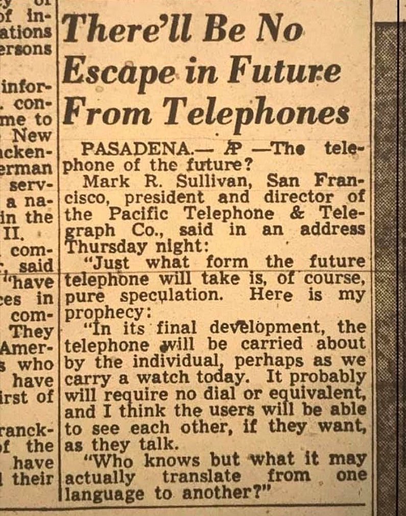 EvanKirstel's tweet photo. In 1953, a Telephone-Company Executive Predicts the Rise of Modern Smartphones and Video Calls https://t.co/lYokH89ulv via @openculture #ces #CES2022 #Flashback #nostalgia https://t.co/LcR5urqoMz