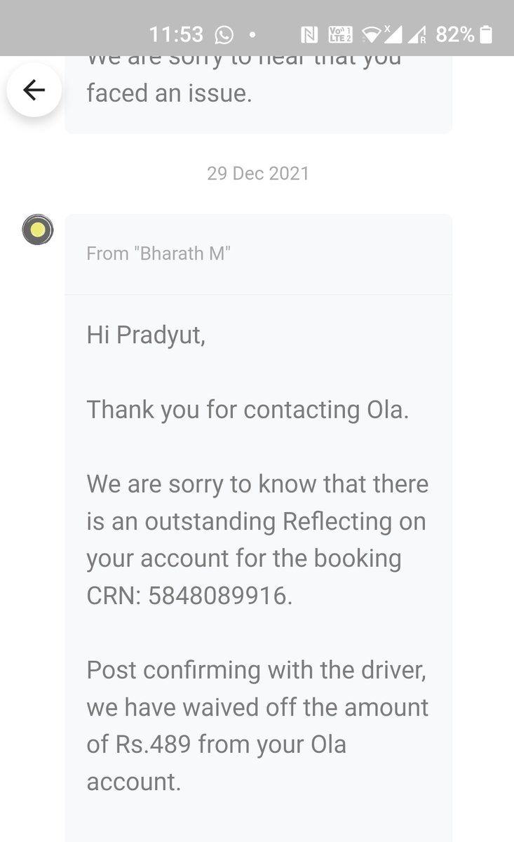 pradyut012's tweet photo. @ola_supports Ola driver asked extra money and ola not resolving the issue even after sending confirmation on last week that they will waived off the amount. Today,received update that I raised the issue beyond the time frame so they can't help. @jagograhakjago @consumerforum_ https://t.co/kD8o5t1u6M