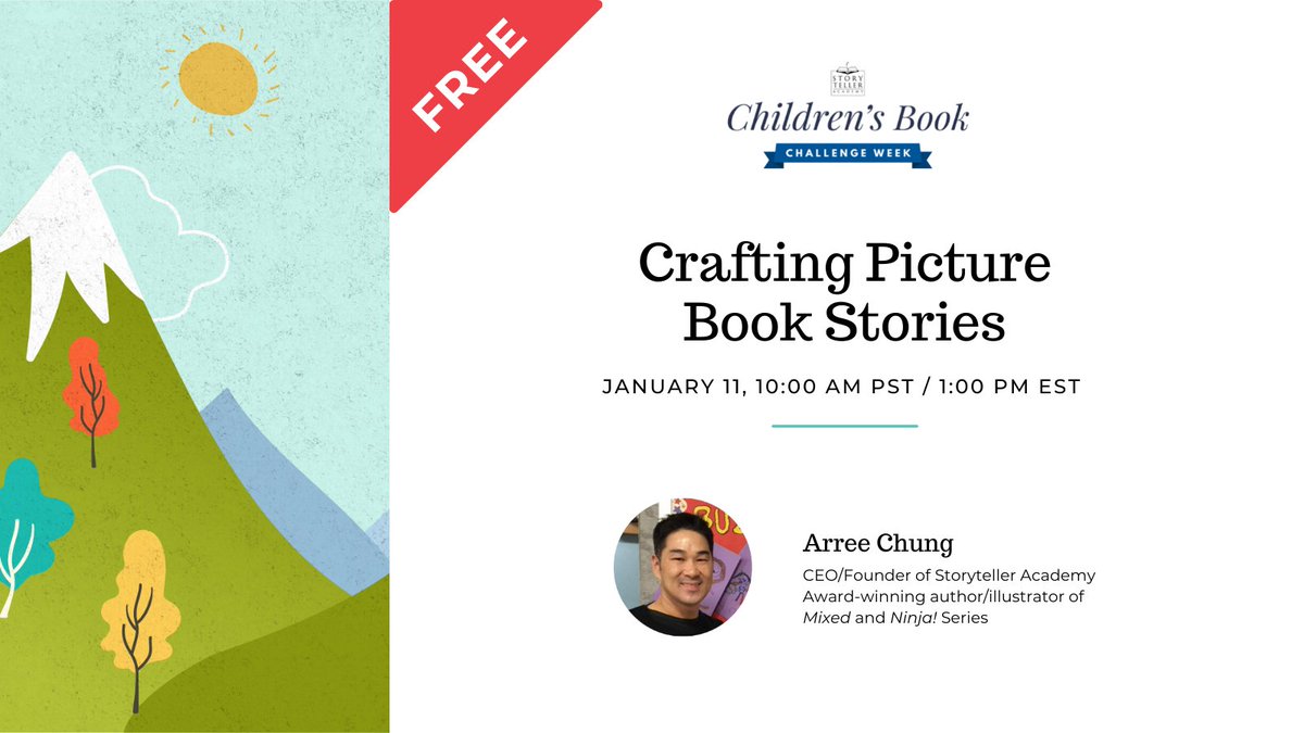 StorytellerAdmy's tweet photo. Do you have a picture book idea?
Learn how to brainstorm great ideas and work on one idea until you turn it into a picture book story in a free workshop with Arree Chung.
Register here: https://t.co/HSUxfyDDOd
#StorytellerAcademy #SAChallengeWeek #KidLit #AmWriting https://t.co/zhZq9KvmQG