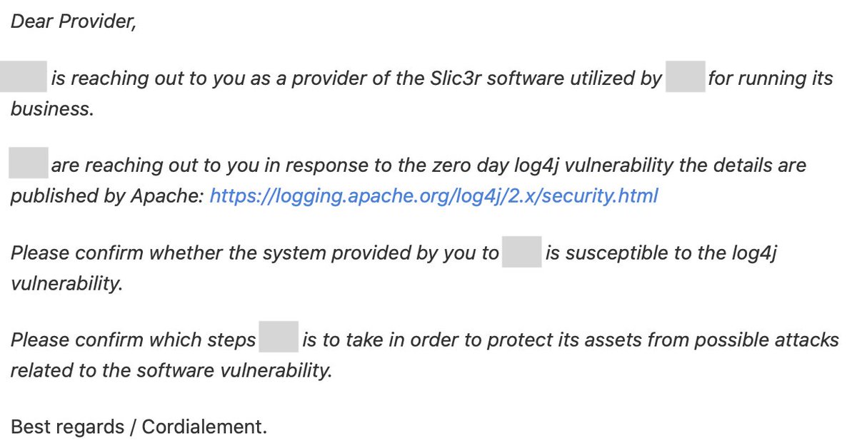 Dear $bigcorp, I'm an #opensource maintainer and not a provider. Please confirm which steps YOU are taking to ensure the software you're getting for free and using for your business is secure and maintained. #facepalm