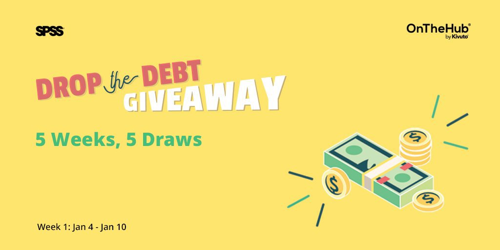 We are giving away $2,500 USD in prizes in our 5-week-contest Drop the Debt #Giveaway. This week's prize is a $500 MasterCard gift card, sponsored by IBM’s SPSS. Don't forget to tell your friends – referrals get you more entries!
Enter here bit.ly/3znBGyp
.
.
#DTD2022