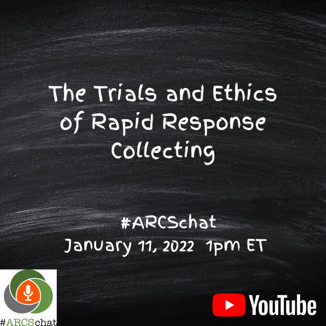 Arcs4All's tweet photo. Get ready for the first #ARCSchat of 2022: The Trials and Ethics of Rapid Response Collecting w/ Alexandra Lord, Chair of the Division of Medicine and Science, & Joshua Gorman, Head of Collections Management, @amhistorymuseum Tune in on Jan 11 at 1pm ET https://t.co/DZOCtsse4c https://t.co/F2cFJUBMyG