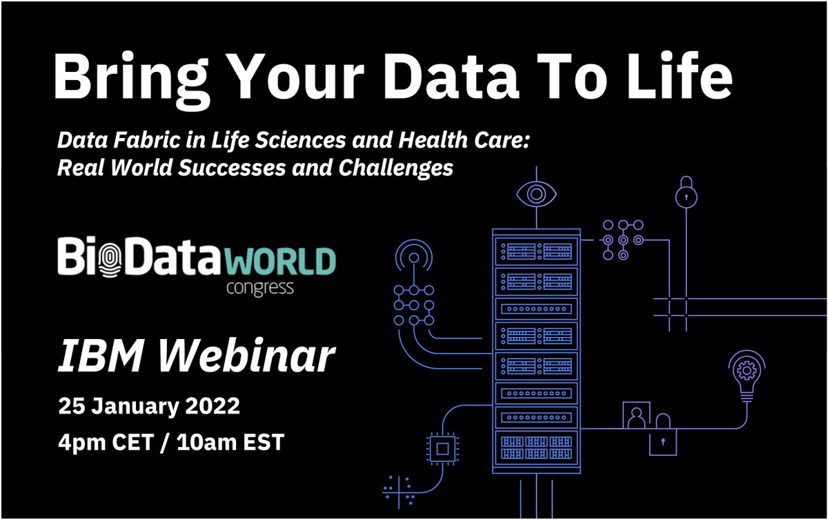 CarnevaleBP's tweet photo. Bring Your Data To Life
Join the live panel discussion with industry Subject Matter Experts on the topic of the unified Data Fabric.
The webinar is organized by BioDataWorld Congress and IBM and it's free. Register now: https://t.co/uQsrHTrohA https://t.co/XagVPgFe14