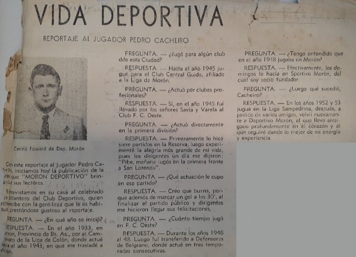 HistoricoMoron's tweet photo. #Jugadoresdelgallo
Entrevista a Pedro Cacheiro. Fundador del Deportivo Morón, vocal de la primera Comisión Directiva y jugador cuando el Gallo disputó torneos en el fútbol amateur y en los primeros años de su participación en AFA.
También jugó en Ferro Carril Oeste
@LaFerropedia https://t.co/syWBnpY6ts