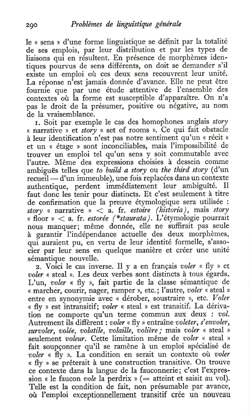 JLC1956's tweet photo. @J_M_Fournier @MarCandea Voici le texte original de #ÉmileBenveniste, page 290 dans le livre de 1966 (PLG1, Chapitre XXIV). C'est le premier livre de linguistique que j'ai acheté, en novembre 1976, quand j'avais #vingtAns, et que j'étudiais les mathématiques … https://t.co/Nah48HPDGb