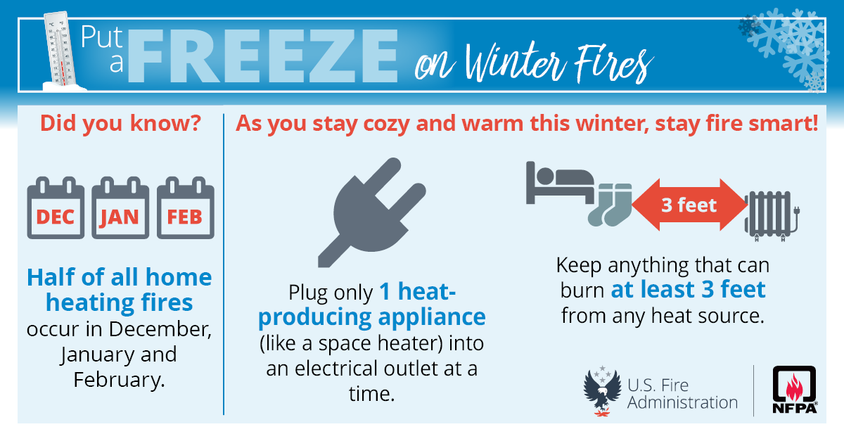 UCPublicSafety's tweet photo. It's chilly this week! If you're using any heat-producing appliances, check out the tips below to stay fire smart. #BeSafeUC https://t.co/y2uPXHsTX7