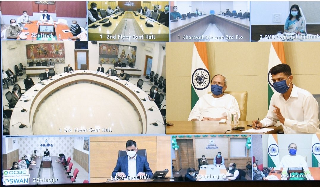 IPR_Odisha's tweet photo. Review of #Covid_19 situation in #Odisha by Hon’ble CM Sri Naveen Patnaik through VC in presence of senior State Govt officials. https://t.co/CvgStDOPCD