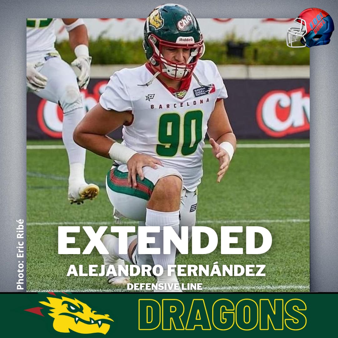 aroundtheelf's tweet photo. Barcelona Dragons re-signed DL Alejandro Fernández 

Last year's ELF Rookie of the Year Award nominee is one of Spain's biggest talents. He caught attention last season with 20 tackles including 10 tackles for loss and five sacks as well as a forced fumble.

#FeelTheFire #ELF2022 https://t.co/cc4AaGTDqE