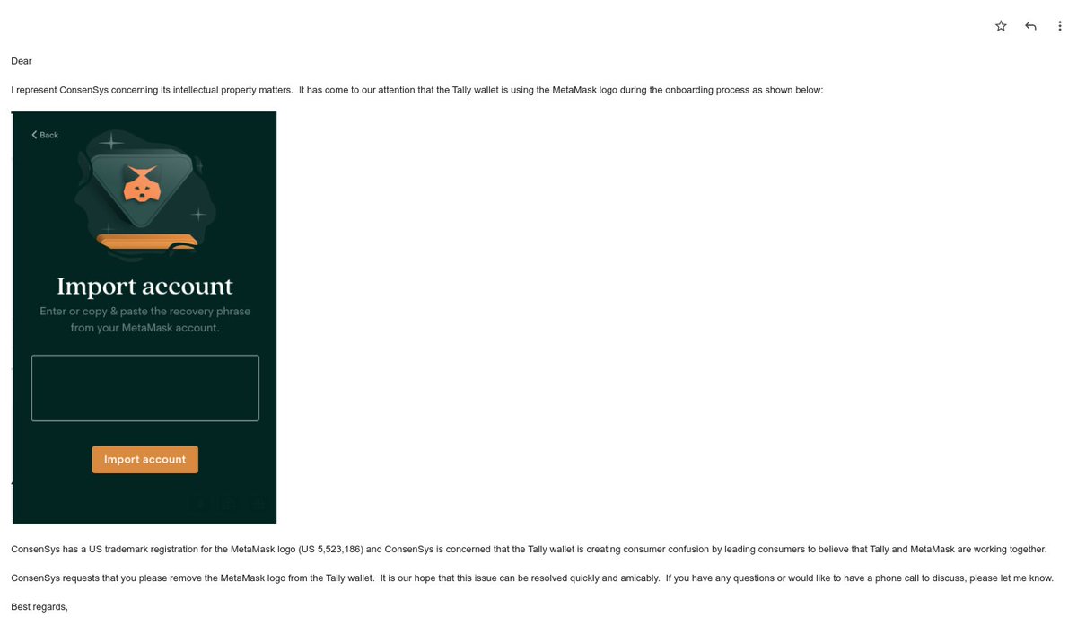 taho_xyz's tweet photo. ConsenSys' lawyers just emailed us saying this screen makes it look like we "are working together" 😱🙈🤮

So we changed it 😇 https://t.co/B51h5y6nZz