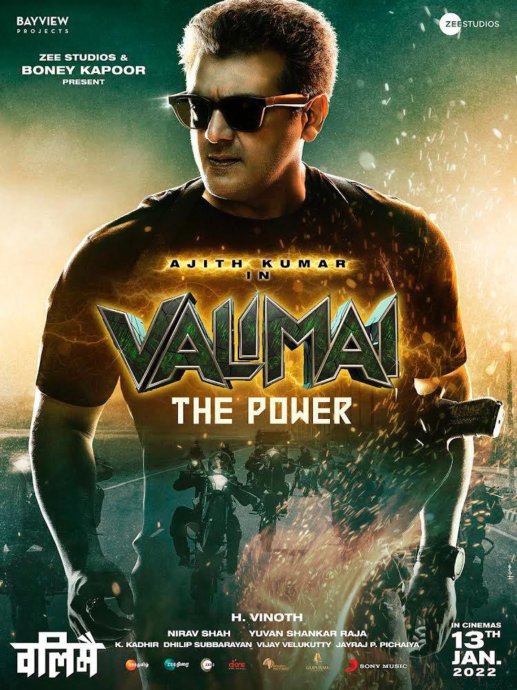 BoneyKapoor's tweet photo. Happy to release #Valimai Hindi Poster.

#AjithKumar #HVinoth @thisisysr @BayViewProjOffl @ZeeStudios_ @sureshchandraa @ActorKartikeya #NiravShah @humasqureshi @RajAyyappamv @bani_j #Kathir @dhilipaction @editorvijay @DoneChannel1 

#Valimai #ValimaiFromPongal #ValimaiFromJan13 https://t.co/Zpm5hhwW0v
