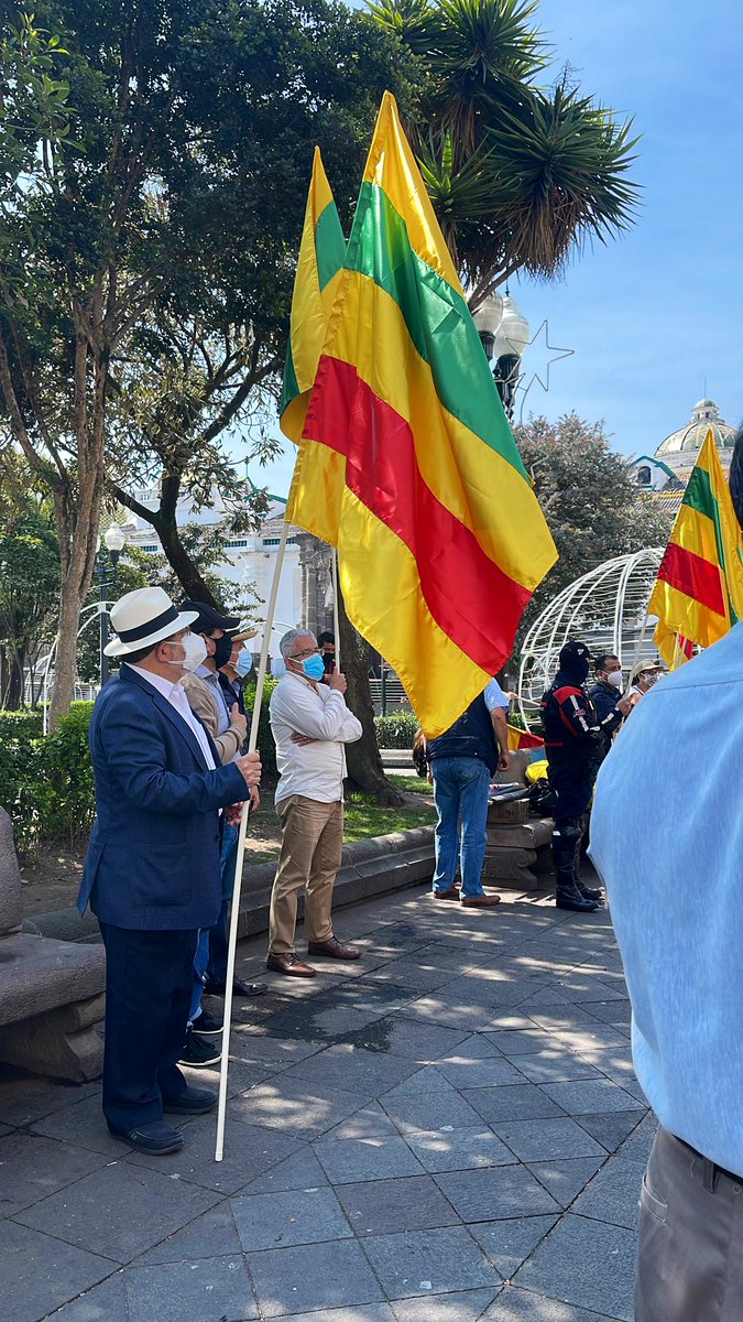 danielahidalgom's tweet photo. Zarumeños residentes en #Quito realizan un plantón en los exteriores del Palacio de Carondelet, para solicitar al Presidente @LassoGuillermo, NO más minería legal e ilegal en el casco urbano de #Zaruma y un proceso de remediación integral. #ZarumaSeDefiende https://t.co/HRwsjyrxSp