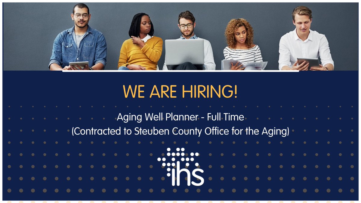 The Institute for Human Services, Inc. (@ihs_inc) on Twitter photo IHS is hiring. This position is contracted to work with the Steuben County Office for the Aging in Bath, but serves clients throughout the county. Apply by Jan. 25 by email to careers@ihsnet.org. See the job post: ihsnet.org/job-post-aging… IHS is hiring. This position is contracted to work with the Steuben County Office for the Aging in Bath, but serves clients throughout the county. Apply by Jan. 25 by email to careers@ihsnet.org. See the job post: ihsnet.org/job-post-aging…