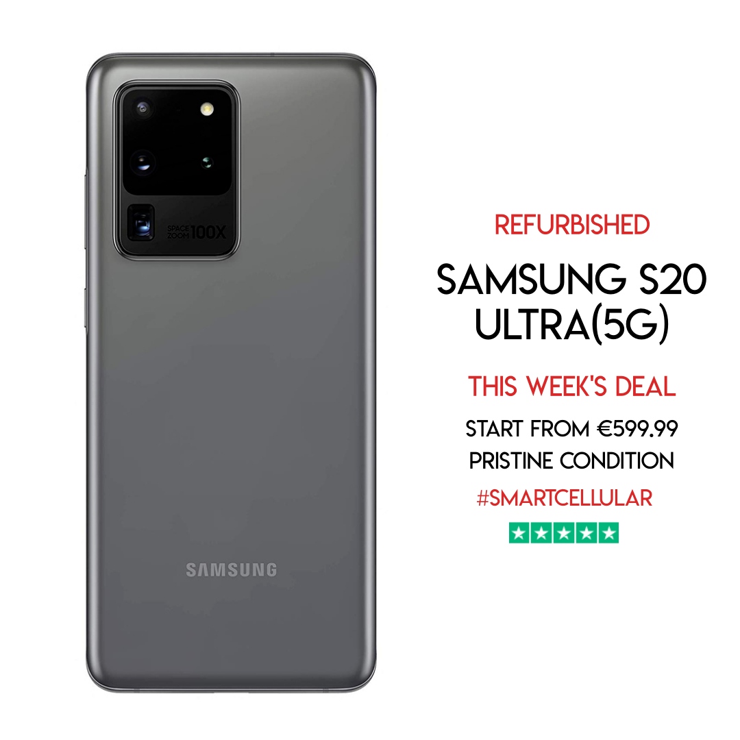 SmartCellularIE's tweet photo. This Week's Winter Deals! Buy premium quality refurbished #Samsung #S20 Ultra(5G) for fraction of the original price.
✅18 months warranty with 14 day money back guarantee
✅ As good as New. Almost new except for the price.
https://t.co/4V0vv0MUWP
#smartcellular https://t.co/y3QeaAF0Px