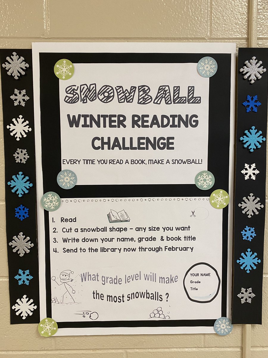 WEreadthinkmake's tweet image. Wildcats are reading!
SNOWBALL Winter Reading Challenge #HCSLibraryMedia #WEreadthinkmake