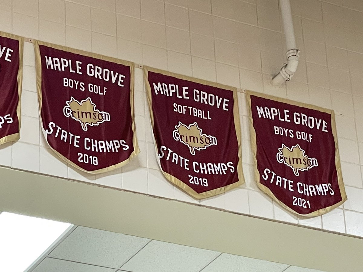 New banners are up in the main gym to honor Crimson state championship teams! #FearTheLeaf