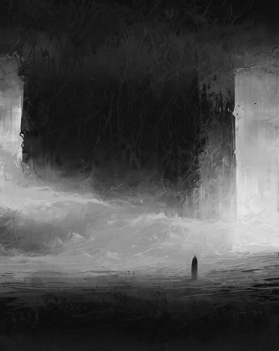 cranialapod's tweet photo. Foundation under the throne room groaning syllable by syllable telling me a story eons long, perhaps last chapter or a long prologue. Black, clouded obsidian surface ripples with it. God left his throne, story says, &amp; something else sits on it now. The one who won. [Reza Afshar] https://t.co/sV77lO0V3X