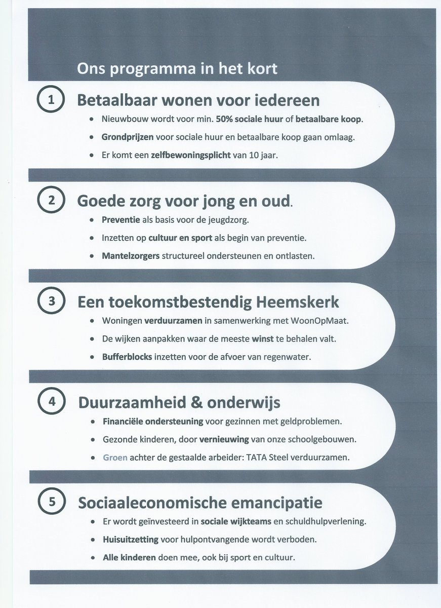 dit zijn de programma punten PvdA heemskerk in het kort