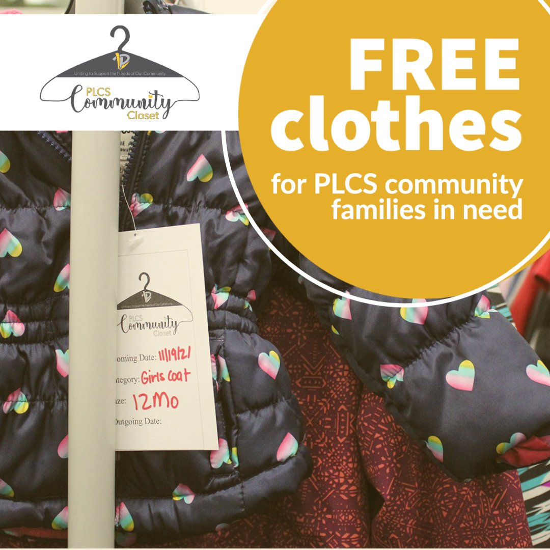 If your family needs clothing or supplies, you can access PLCS Community Closet resources by reaching out to your school counselor, social worker, or principal, or reach out directly to the Closet by emailing communitycloset @ plcschools .org.